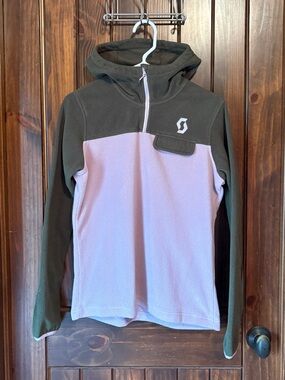 Scott Colorblock Half-Zip Hoodie in Olive Green and Light Purple